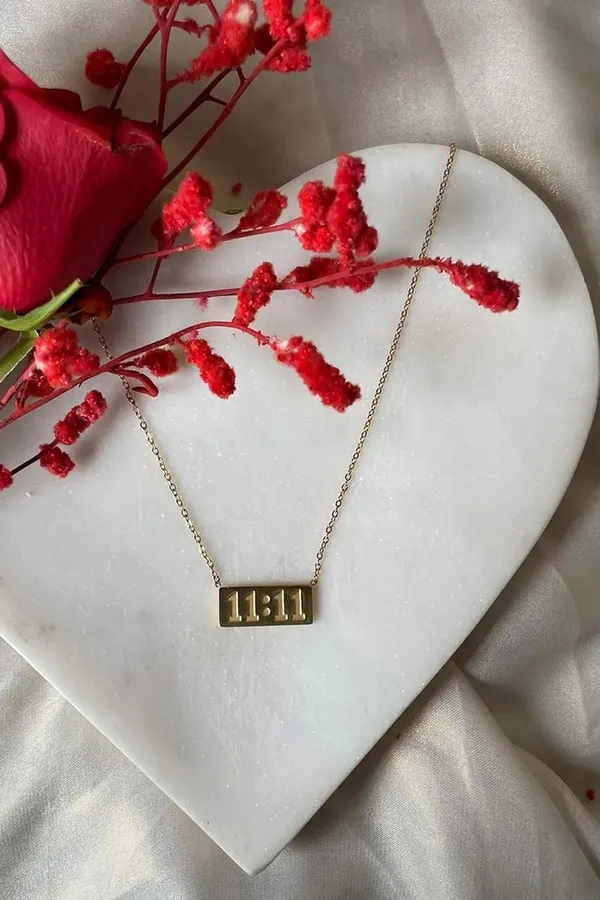D_Glamm_Fashion_11_11_Angel_Number_Bar_Pendant_Necklace_Gold_Tone_Minimalist_Style