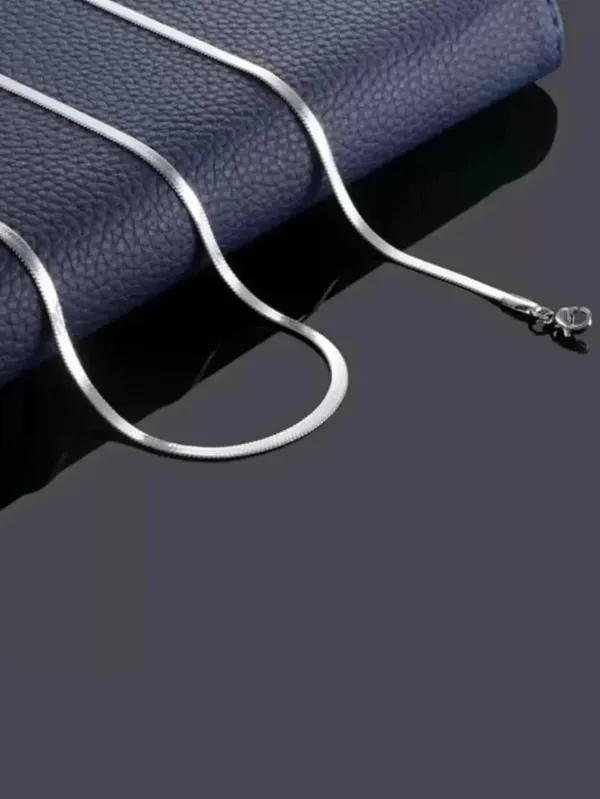 D_Glamm_Fashion_Silver_Snake_Chain_Necklace_Smooth_Herringbone_Style