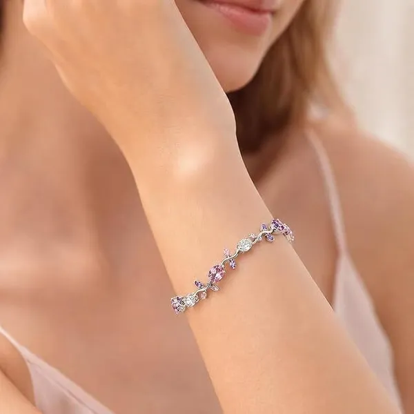 D_Glamm_Fashion_Silver_Tone_Pink_Purple_Cz_Stone_Bracelet