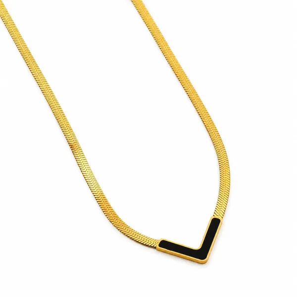D_Glamm_Fashion_Gold_Herringbone_Chain_Necklace_With_Black_Enamel_V_Pendant