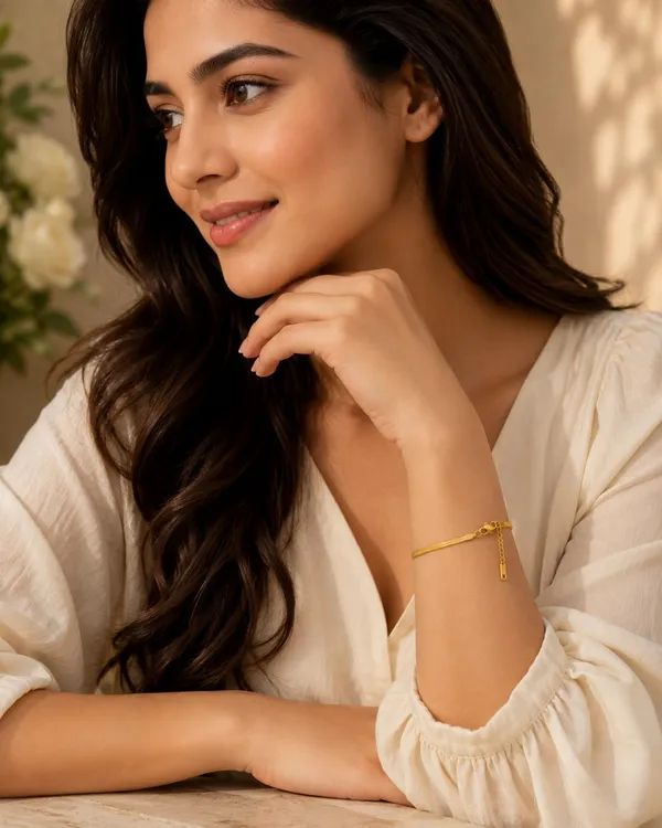 D_Glamm_Fashion_Gold_Herringbone_Chain_Bracelet_With_Lobster_Clasp