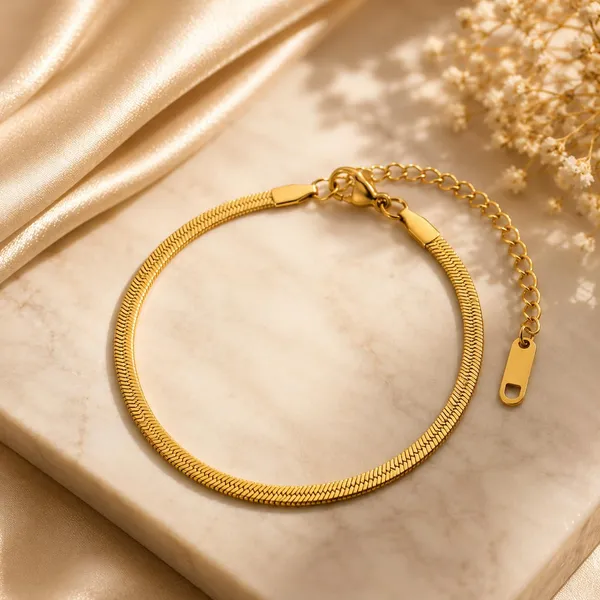 D_Glamm_Fashion_Gold_Herringbone_Chain_Bracelet_With_Lobster_Clasp