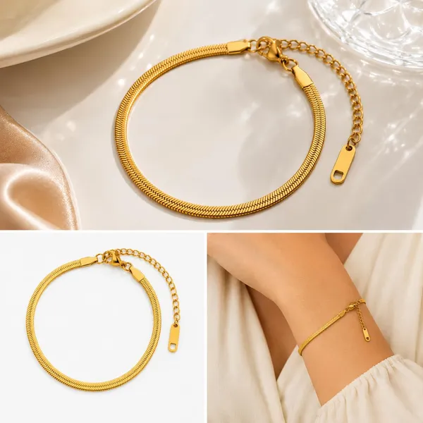 D_Glamm_Fashion_Gold_Herringbone_Chain_Bracelet_With_Lobster_Clasp