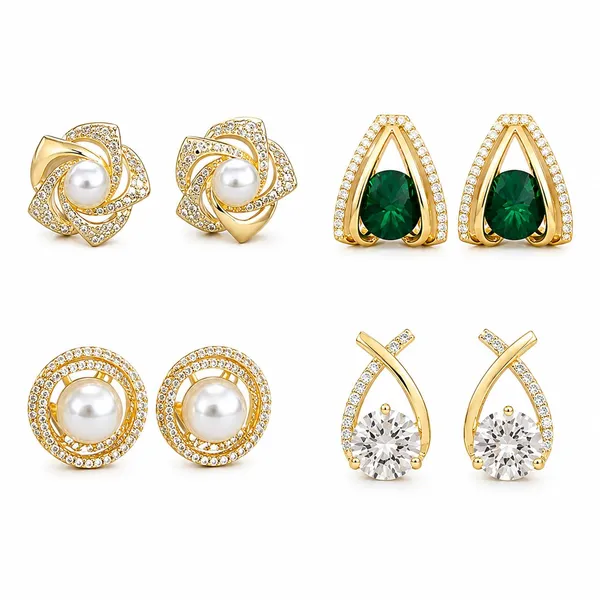 D_Glamm_Fashion_Gold_Plated_Stud_Earrings_Set_With_Pearl_And_Crystal_4_Pairs
