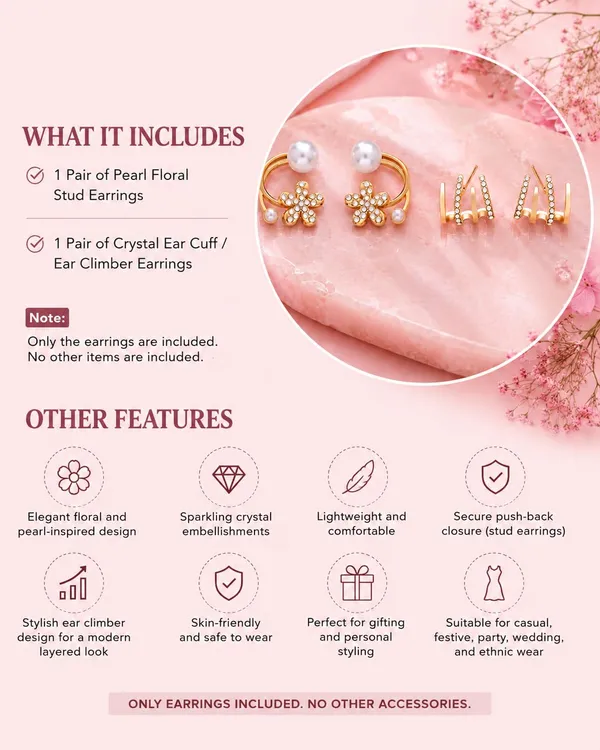 D_Glamm_Fashion_Gold_Tone_Pearl_And_Crystal_Earrings_Set_Of_2_Pairs