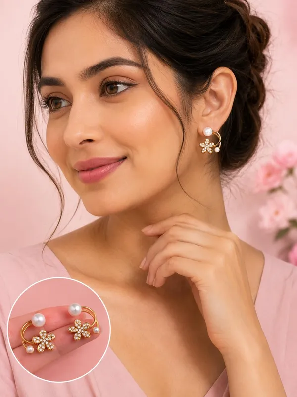 D_Glamm_Fashion_Gold_Tone_Pearl_And_Crystal_Earrings_Set_Of_2_Pairs