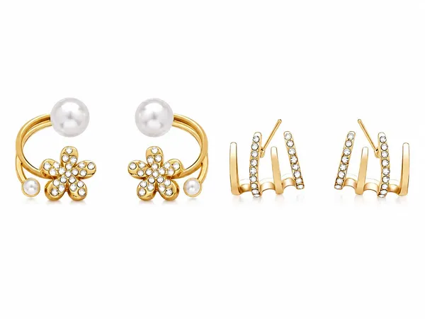 D_Glamm_Fashion_Gold_Tone_Pearl_And_Crystal_Earrings_Set_Of_2_Pairs