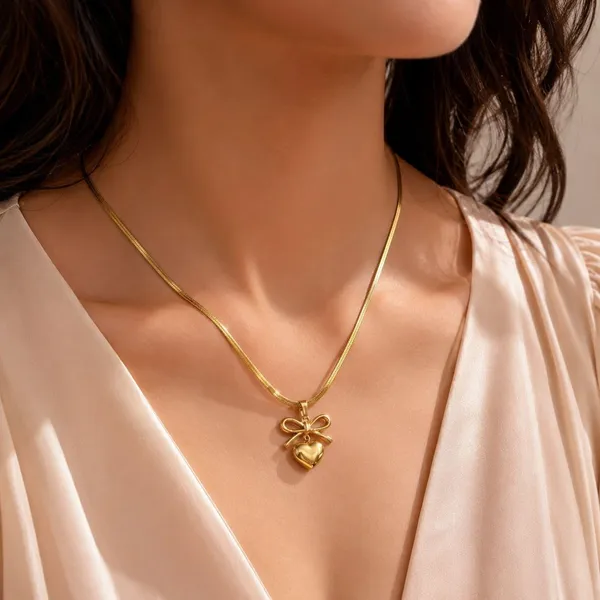 D_Glamm_Fashion_Gold_Tone_Heart_And_Bow_Pendant_Necklace_Set_Of_3