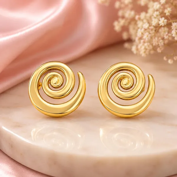 D_Glamm_Fashion_Gold_Spiral_Swirl_Stud_Earrings_Chunky_Round_Statement_Pair