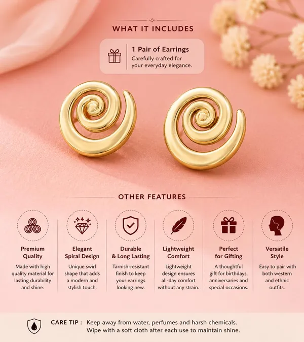 D_Glamm_Fashion_Gold_Spiral_Swirl_Stud_Earrings_Chunky_Round_Statement_Pair