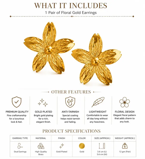 D_Glamm_Fashion_Gold_Flower_Stud_Earrings_With_Textured_Petals_For_Women