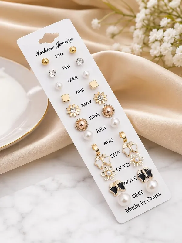 D_Glamm_Fashion_Fashion_Jewelry_12_Pairs_Monthly_Stud_Earrings_Set_Gold_Tone