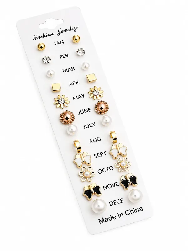 D_Glamm_Fashion_Fashion_Jewelry_12_Pairs_Monthly_Stud_Earrings_Set_Gold_Tone