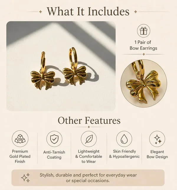 D_Glamm_Fashion_Gold_Bow_Charm_Hoop_Earrings_Dangling_Ribbon_Bow_Drop
