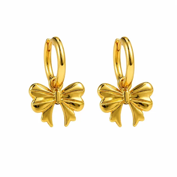 D_Glamm_Fashion_Gold_Bow_Charm_Hoop_Earrings_Dangling_Ribbon_Bow_Drop