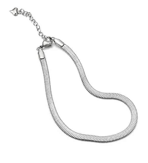 D_Glamm_Fashion_Herringbone_Bracelet_Silver_Stainless_Steel_With_Lobster_Clasp