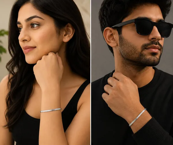 D_Glamm_Fashion_Herringbone_Bracelet_Silver_Stainless_Steel_With_Lobster_Clasp