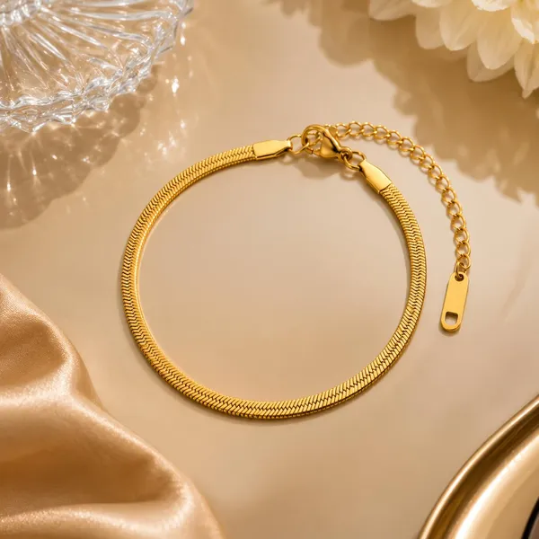 D_Glamm_Fashion_Herringbone_Snake_Chain_Bracelet_Set_Silver_And_Gold