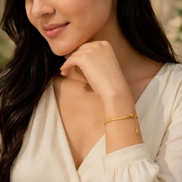 D_Glamm_Fashion_Herringbone_Snake_Chain_Bracelet_Set_Silver_And_Gold