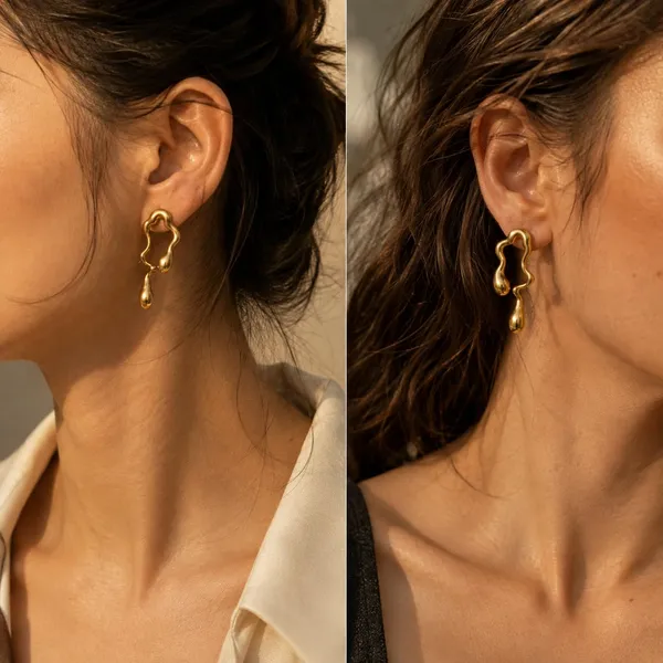 D_Glamm_Fashion_Gold_Tone_Drip_Drop_Wavy_Dangle_Earrings_Abstract_Design