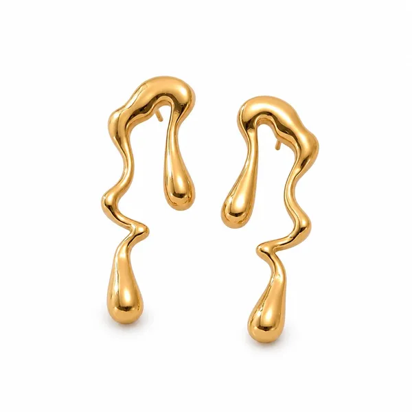 D_Glamm_Fashion_Gold_Tone_Drip_Drop_Wavy_Dangle_Earrings_Abstract_Design