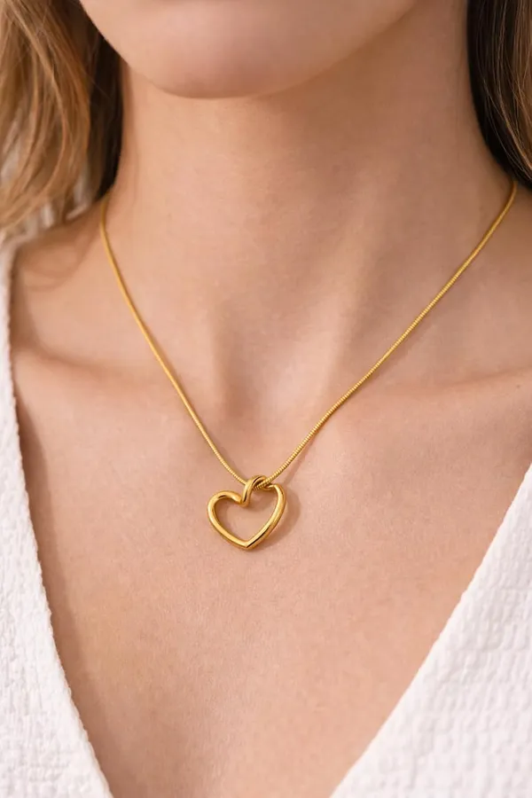 D_Glamm_Fashion_Gold_Tone_Heart_And_Bow_Charm_Necklace_Set