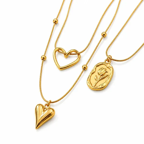 D_Glamm_Fashion_Gold_Layered_Pendant_Necklace_Set_With_Heart_And_Rose_Charm