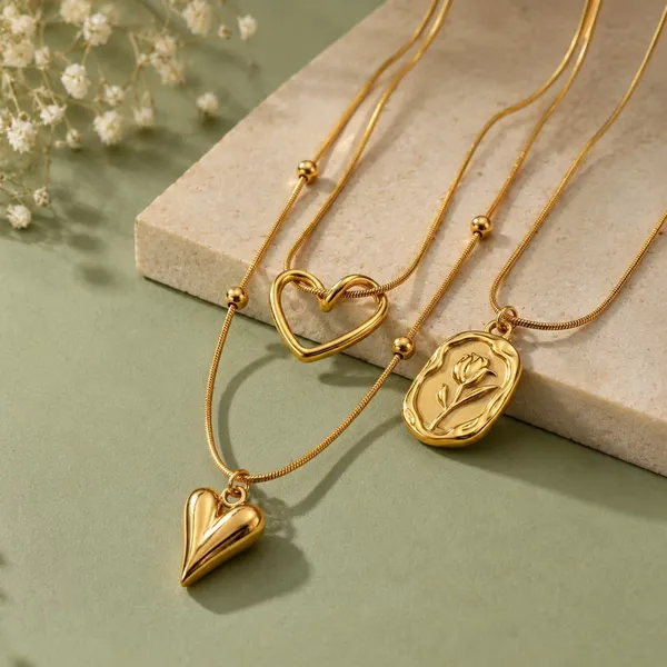 D_Glamm_Fashion_Gold_Layered_Pendant_Necklace_Set_With_Heart_And_Rose_Charm