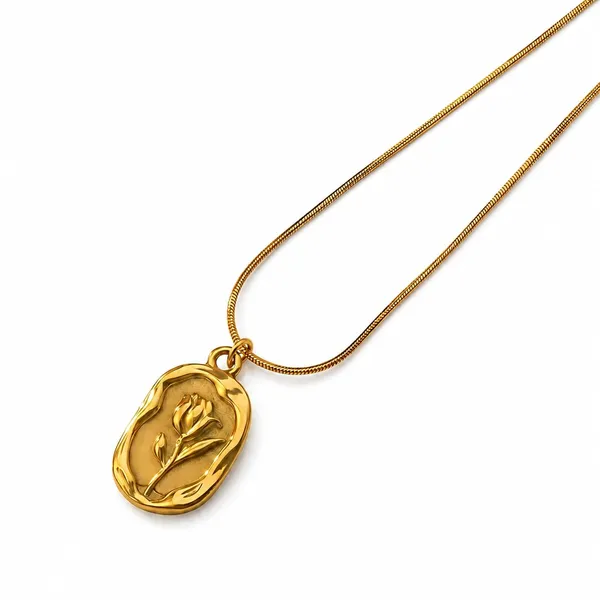 D_Glamm_Fashion_Gold_Rose_Pendant_Necklace_With_Snake_Chain_Oval_Medallion