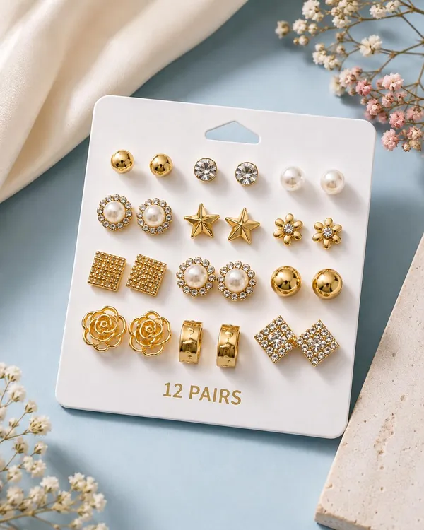 D_Glamm_Fashion_Gold_Tone_Stud_Earrings_Set_With_Pearl_And_Crystal_12_Pairs