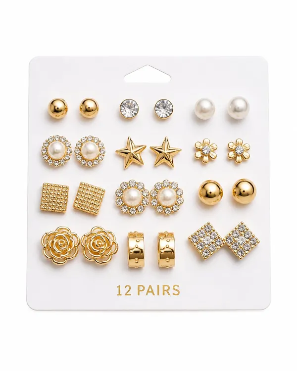 D_Glamm_Fashion_Gold_Tone_Stud_Earrings_Set_With_Pearl_And_Crystal_12_Pairs