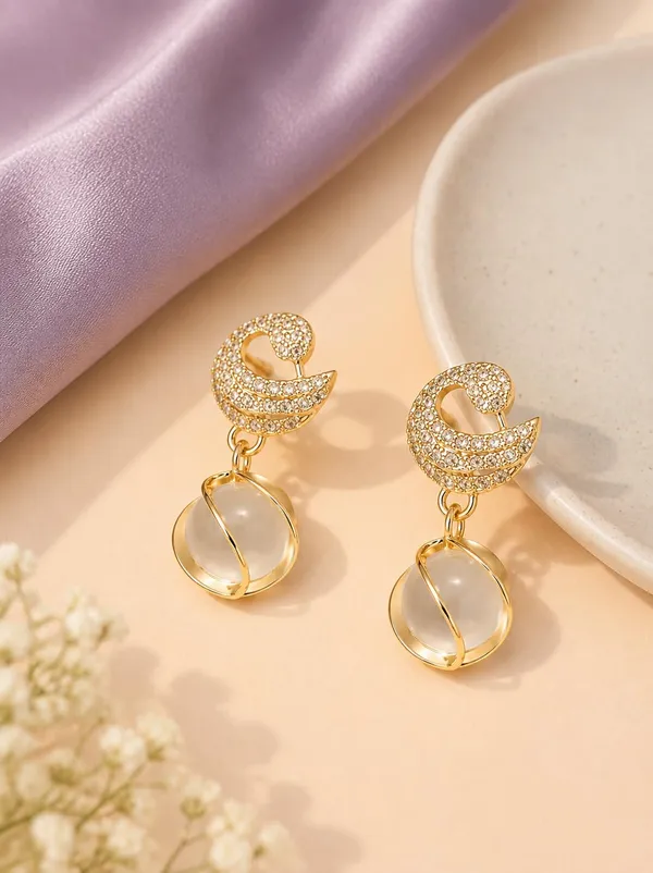 D_Glamm_Fashion_Gold_Tone_Crystal_Crescent_Moon_Drop_Earrings_With_Orb_Pendant