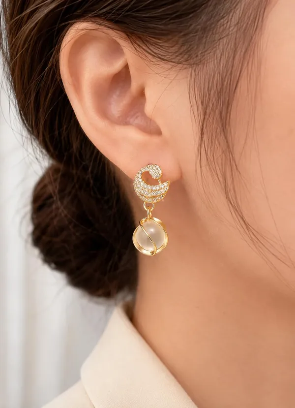 D_Glamm_Fashion_Gold_Tone_Crystal_Crescent_Moon_Drop_Earrings_With_Orb_Pendant