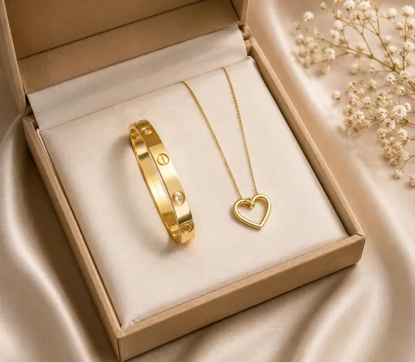 D_Glamm_Fashion_Gold_Tone_Bangle_Bracelet_And_Heart_Pendant_Necklace_Set