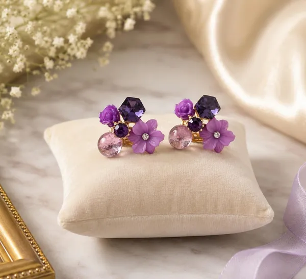 D_Glamm_Fashion_Purple_Floral_Cluster_Stud_Earrings_With_Crystal_Accents