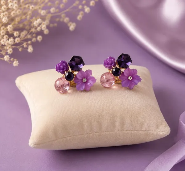 D_Glamm_Fashion_Purple_Floral_Cluster_Stud_Earrings_With_Crystal_Accents