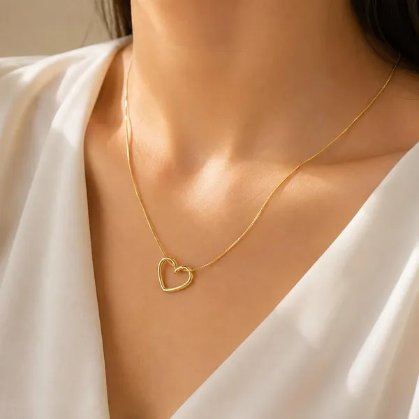 D_Glamm_Fashion_Gold_Tone_Heart_Pendant_Necklace_And_Clover_Bracelet_Set