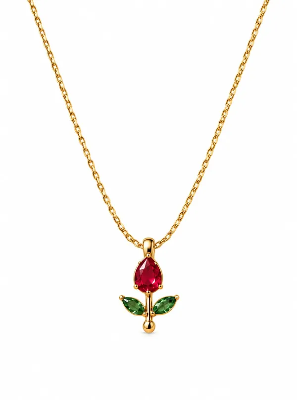 Product_Summary_D_Glamm_Fashion_Rose_Flower_Pendant_Necklace_With_Red_And_Green_Crystals_Gold