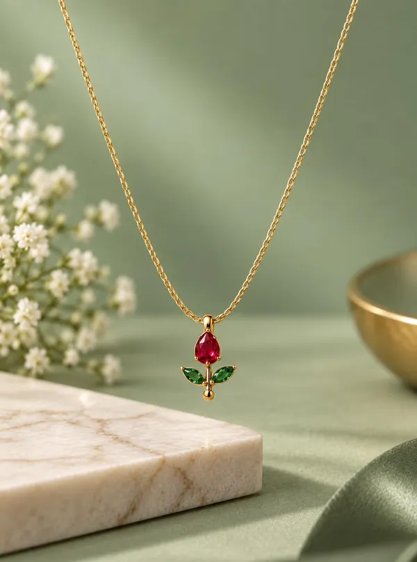 Product_Summary_D_Glamm_Fashion_Rose_Flower_Pendant_Necklace_With_Red_And_Green_Crystals_Gold