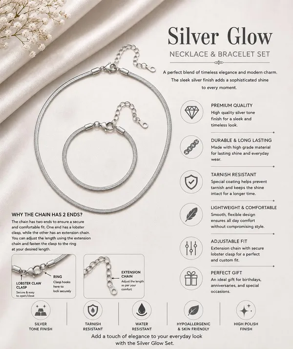 D_Glamm_Fashion_Silver_Snake_Chain_Necklace_And_Bracelet_Set_With_Lobster_Clasp