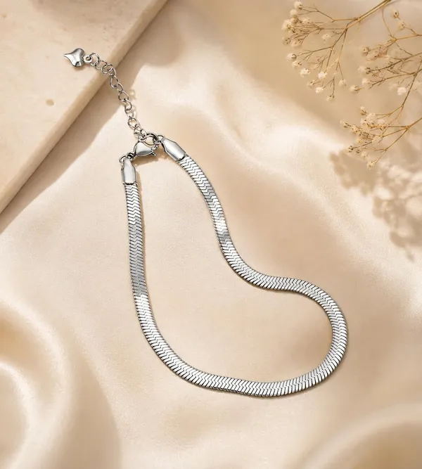 D_Glamm_Fashion_Silver_Snake_Chain_Necklace_And_Bracelet_Set_With_Lobster_Clasp