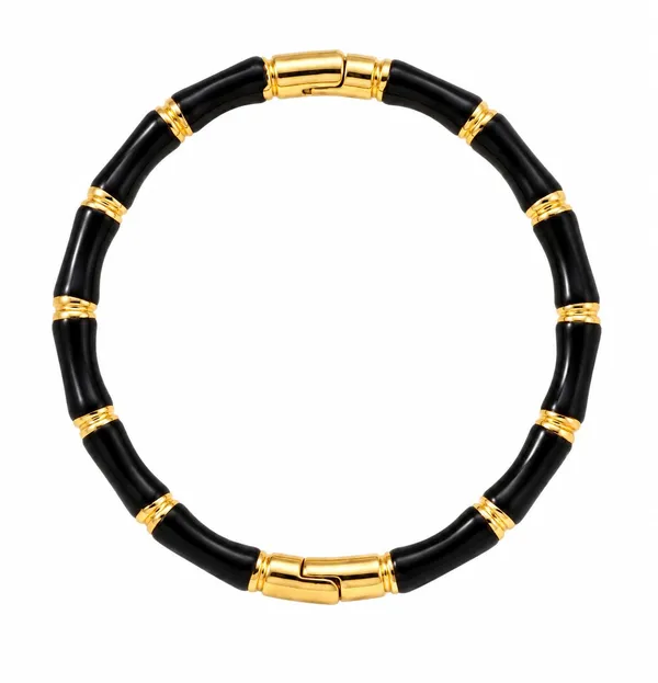 D_Glamm_Fashion_Black_Onyx_And_Gold_Tone_Tube_Bangle_Bracelet