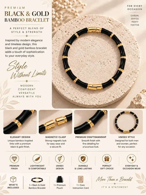 D_Glamm_Fashion_Black_Onyx_And_Gold_Tone_Tube_Bangle_Bracelet