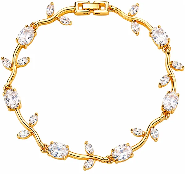 Gold-Plated_Leaf_Design_Crystal_Bracelet