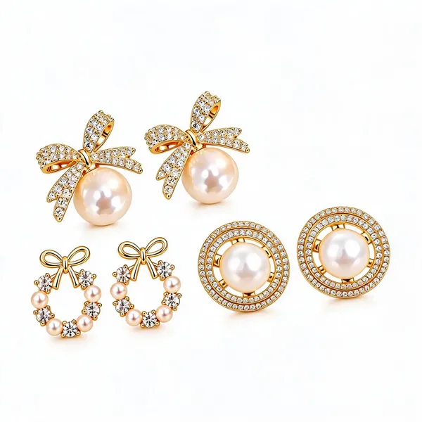 D_Glamm_Fashion_Pearl_And_Crystal_Bow_Stud_Earrings_Set_Gold_Tone_3_Pairs