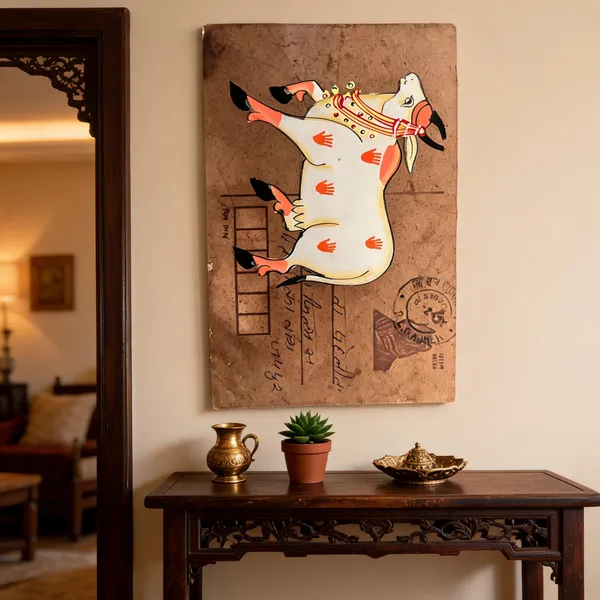 Multicolor_Antique_Postcard_Folk_Art_Cow_Motif_Wall_Art
