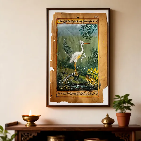 Multicolor_Arabic_Book_Paper_Miniature_Heron_Urdu_Calligraphy_Wall_Art