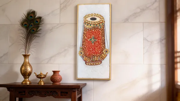 Multicolor_Marble_Tile_Gold_Leaf_Kundan_Meenakari_Dholak_Wall_Art