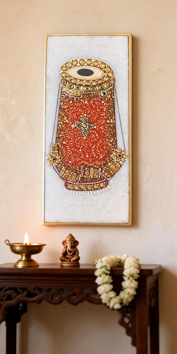 Multicolor_Marble_Tile_Gold_Leaf_Kundan_Meenakari_Dholak_Wall_Art