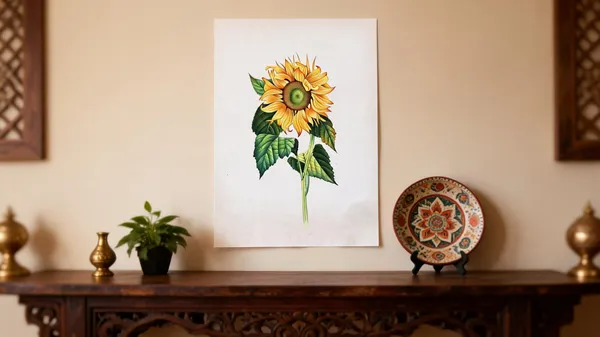 Multicolor_Handmade_English_Paper_Botanical_Sunflower_Wall_Art